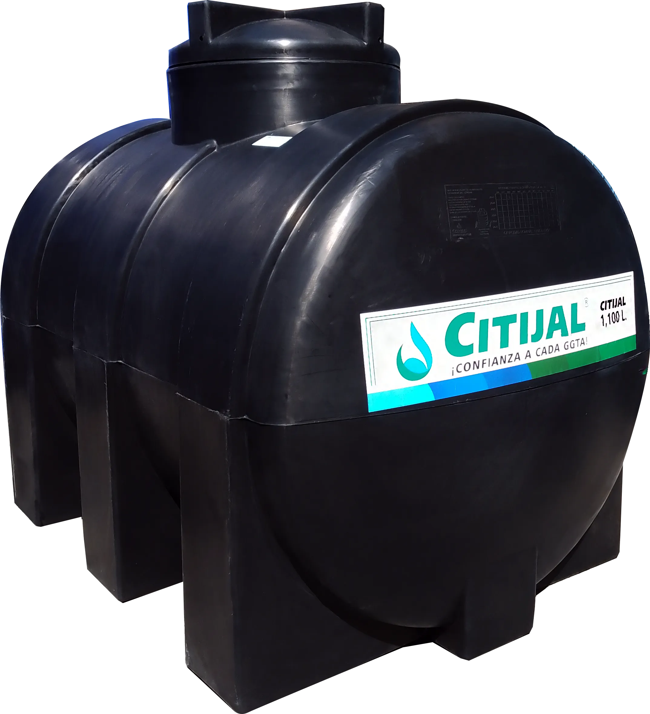 Tanque Horizontal Negro 1,100L